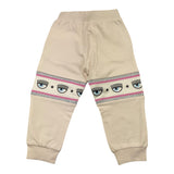 Chiara Ferragni Solid Color Pants Tracksuit Style With Beige Print For Baby Girl