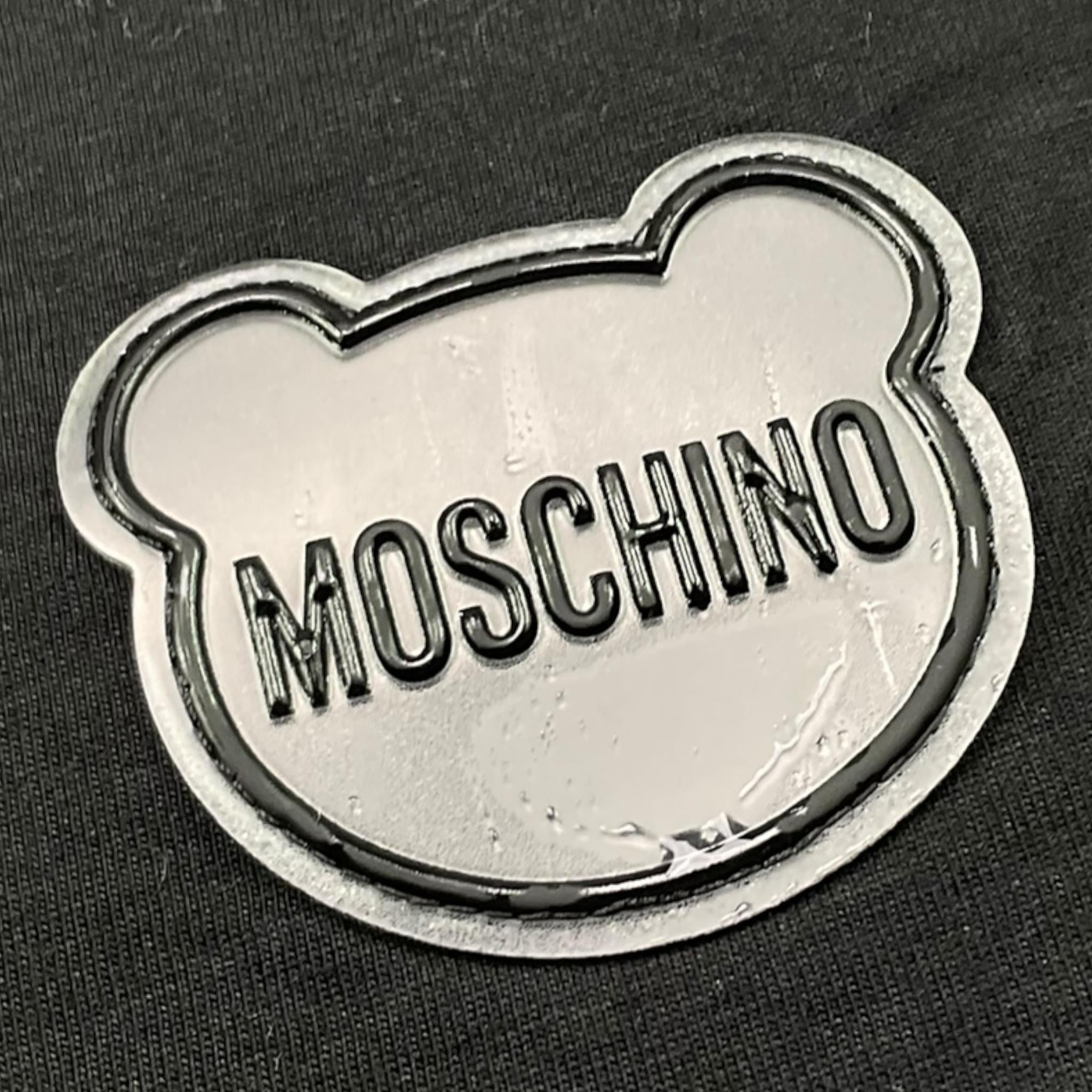 MOSCHINO t-shirt girocollo tinta unita con logo Nero per Bambino H7M03R NERO MOSCHINO 