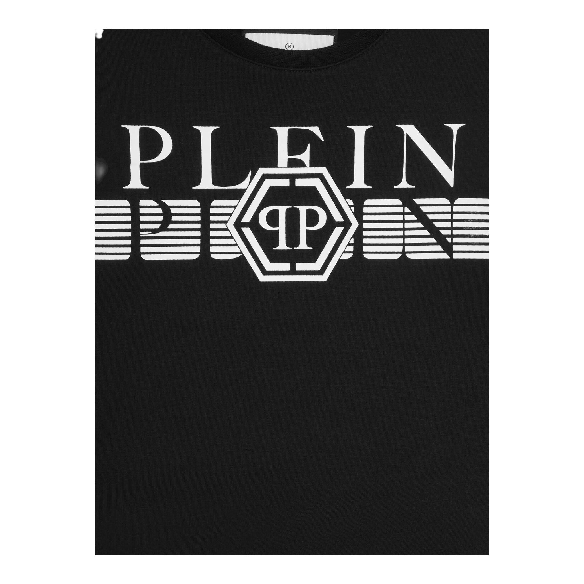 PHILIPP PLEIN felpa chiusa girocollo tinta unita con logo Nero per Bambino BJO0160 NERO PHILIPP PLEIN 