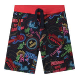 Lanvin Bermuda Solid Color Print Fantasy With Contrast Elastic Waistband Black For Boys