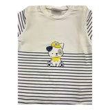 Mayoral T-Shirt Crew Neck Solid Color Striped Pattern White for Newborns