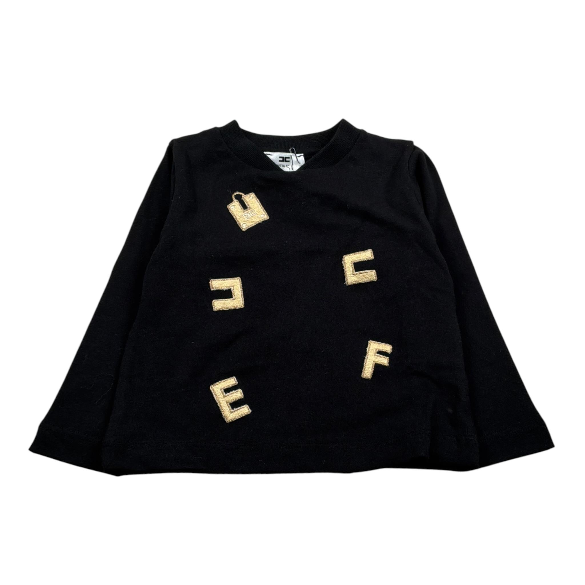 Elisabetta Franchi Shirt Girocollo tinta unita con Stampa Nero per Neonata EGTS072 NERO ELISABETTA FRANCHI 