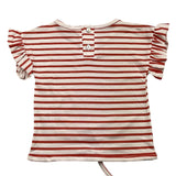 Babidu White/Red Striped Pattern T-Shirt For Baby Girl
