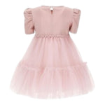 Monnalisa Abito Mezza Manica Tinta Unita con Tulle per Bambina 11D910 ROSA MONNALISA 