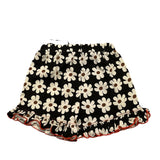 Aventiquattrore Short Solid Color with Black Daisy Pattern for Baby Girl
