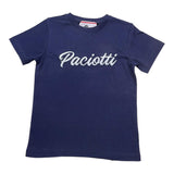 Cesare Paciotti T-Shirt Solid Color Crew Neck With Blue Logo Print For Newborns