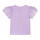 Angel'S Face Solid Color Crew Neck T-Shirt with Lilac Tulle Sleeves for Girls