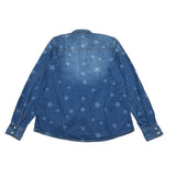 Vicolo Long Sleeve Denim Shirt Solid Color With Blue Star Print For Girls