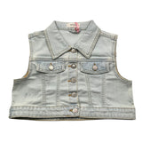 Vicolo Solid Color Denim Vest With Buttons Light Blue For Girls