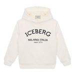 ICEBERG felpa chiusa con cappuccio tinta unita con stampa logo Panna per Bambina MFICE5336JX PANNA ICEBERG 