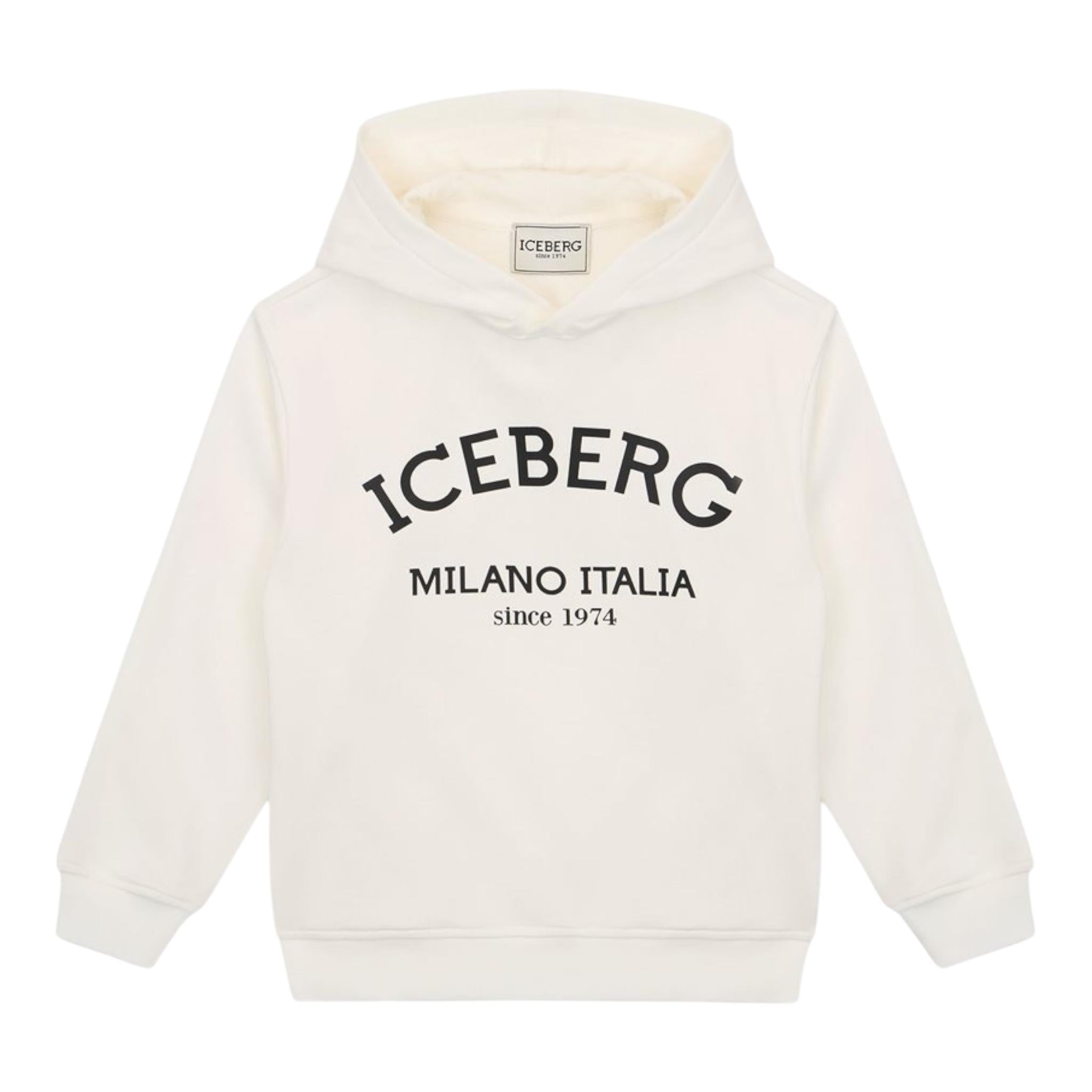 ICEBERG felpa chiusa con cappuccio tinta unita con stampa logo Panna per Bambina MFICE5336JX PANNA ICEBERG 