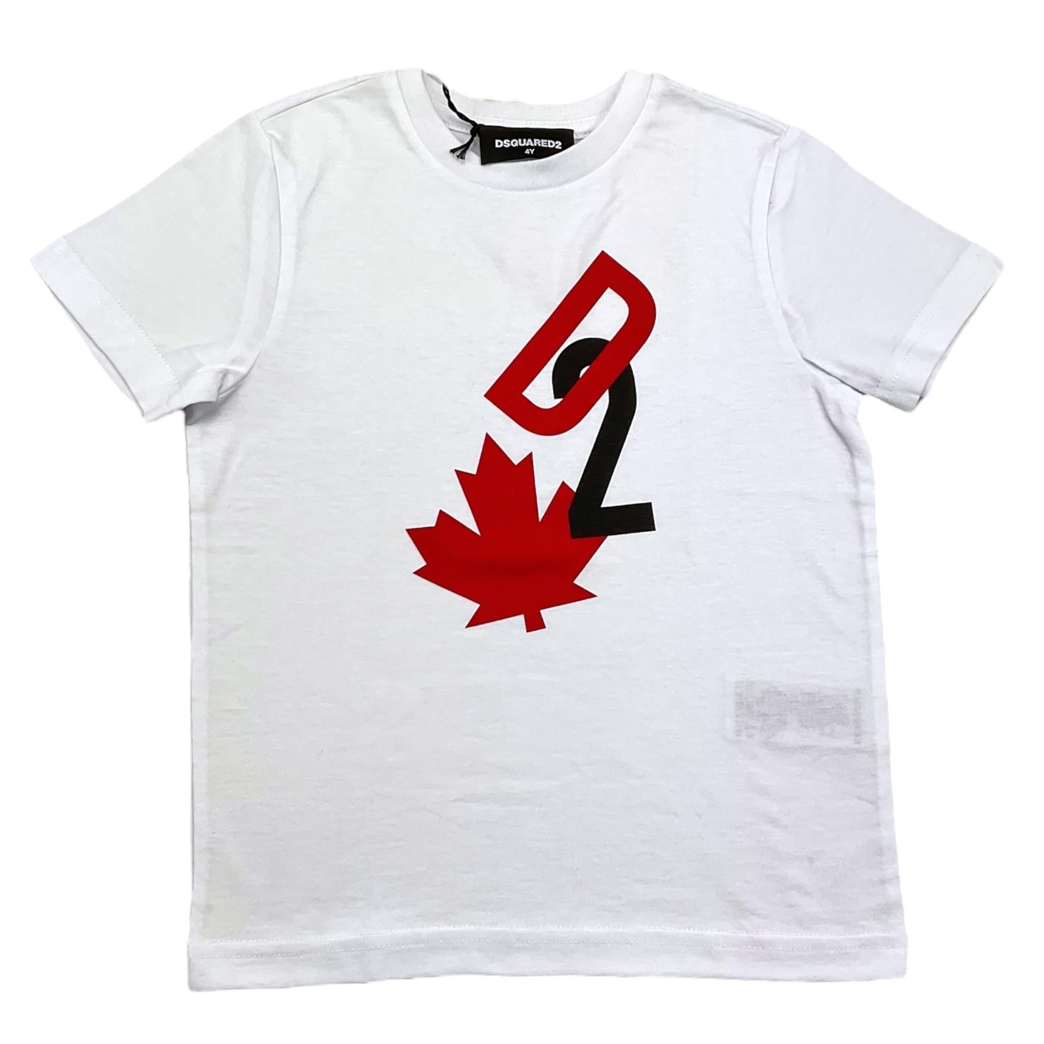 DSQUARED2 t-shirt girocollo tinta unita con stampa in contrasto Bianco per Bambino DQ2464 BIANCO DSQUARED2 
