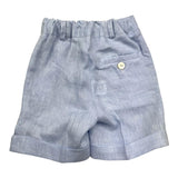 Pair Crippa Bermuda Solid Color With Adjustable Waist Blue For Boys