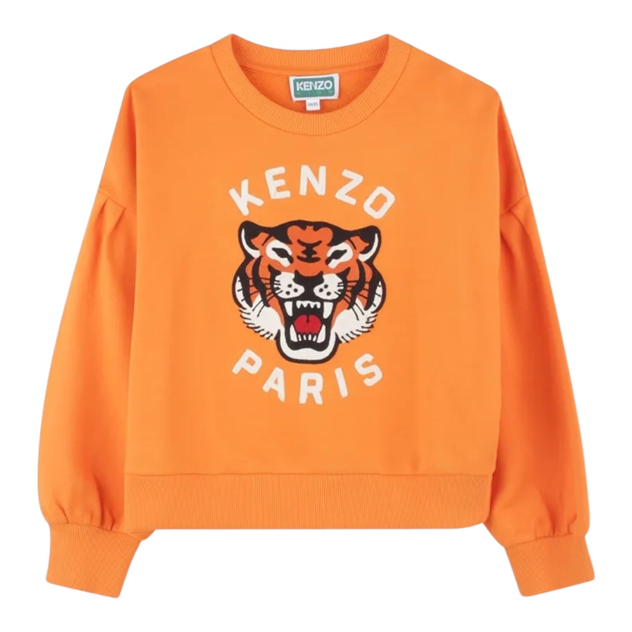 Kenzo Felpa Girocollo Tinta Unita con Stampa per Bambina K61049 ARANCIONE KENZO 