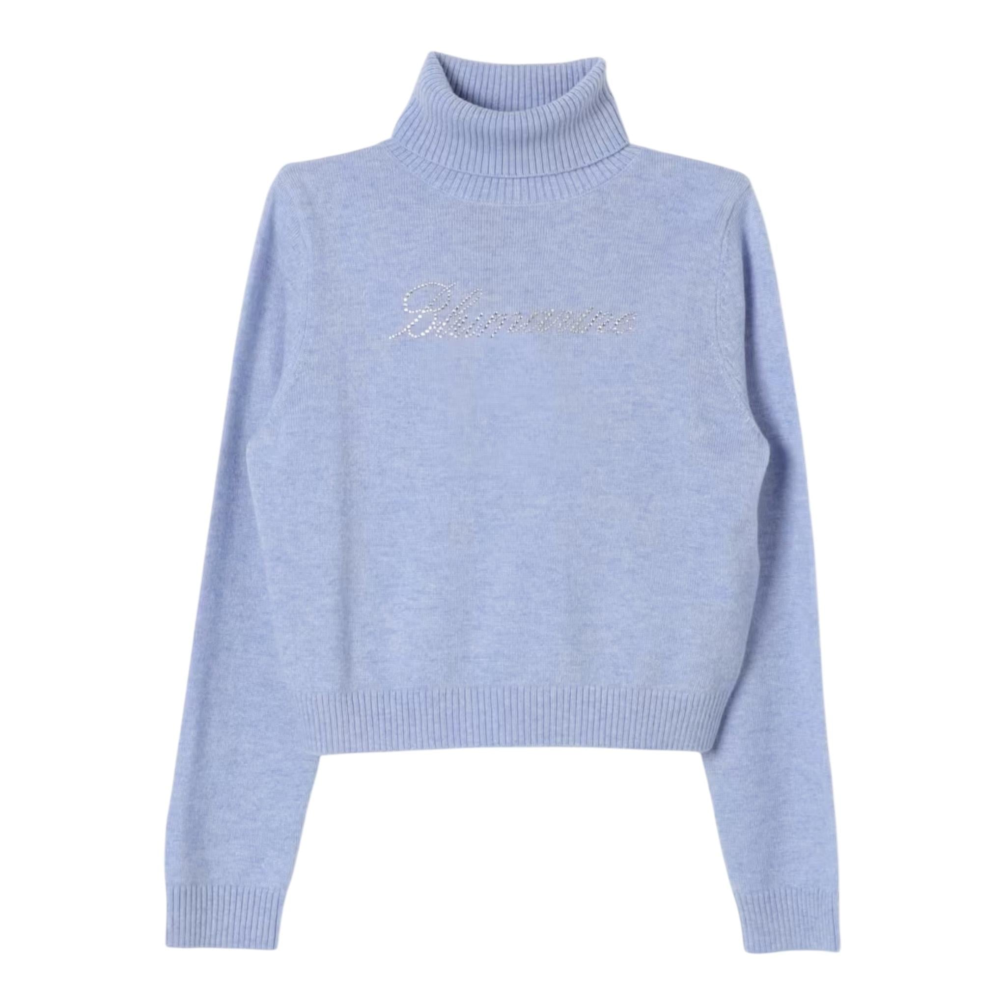 MISS BLUMARINE maglia collo alto tinta unita con brillantini Azzurro per Bambina IF4135 AZZURRO MISS BLUMARINE 