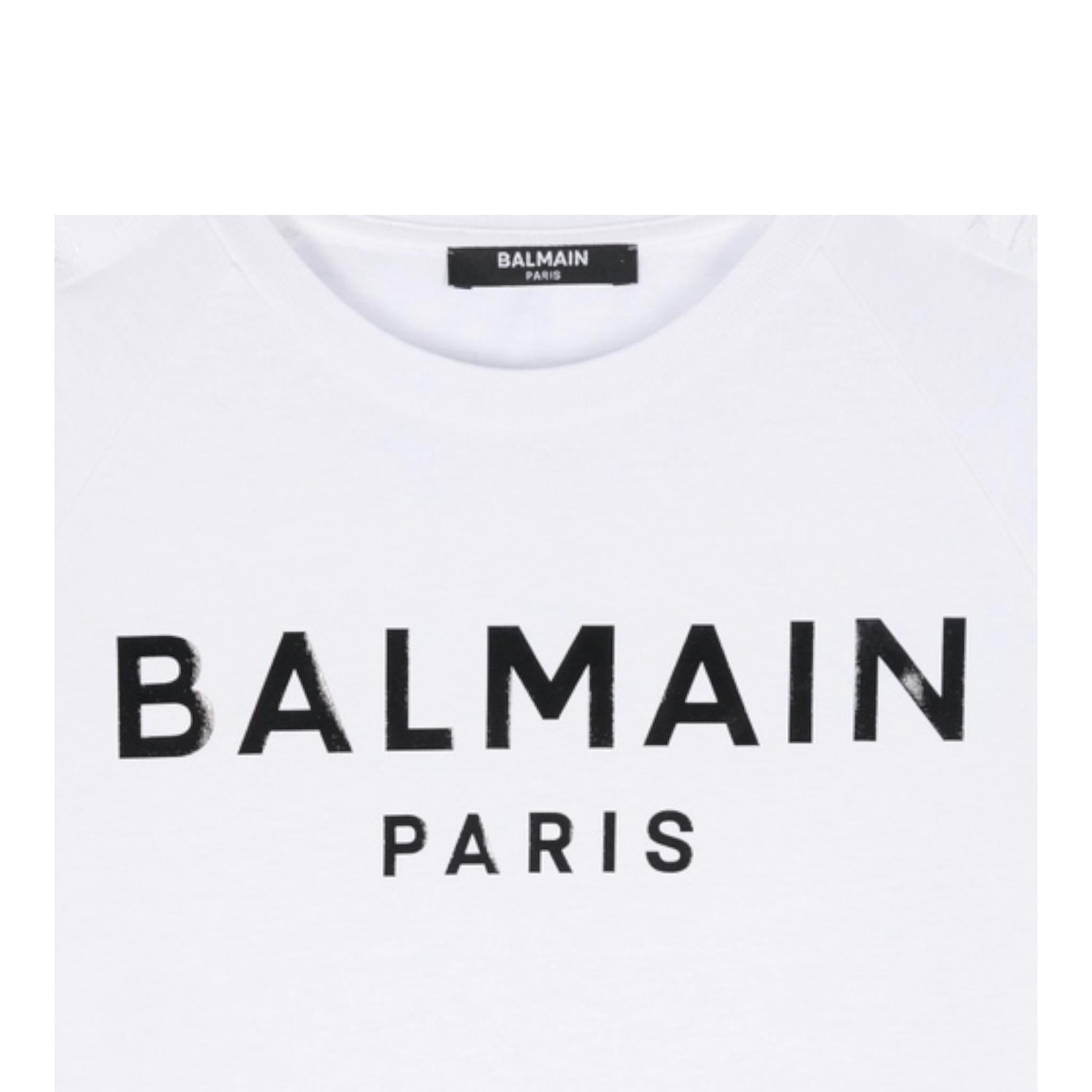 BALMAIN t-shirt girocollo tinta unita con stampa Bianco per Bambino BV8R71 BIANCO BALMAIN 