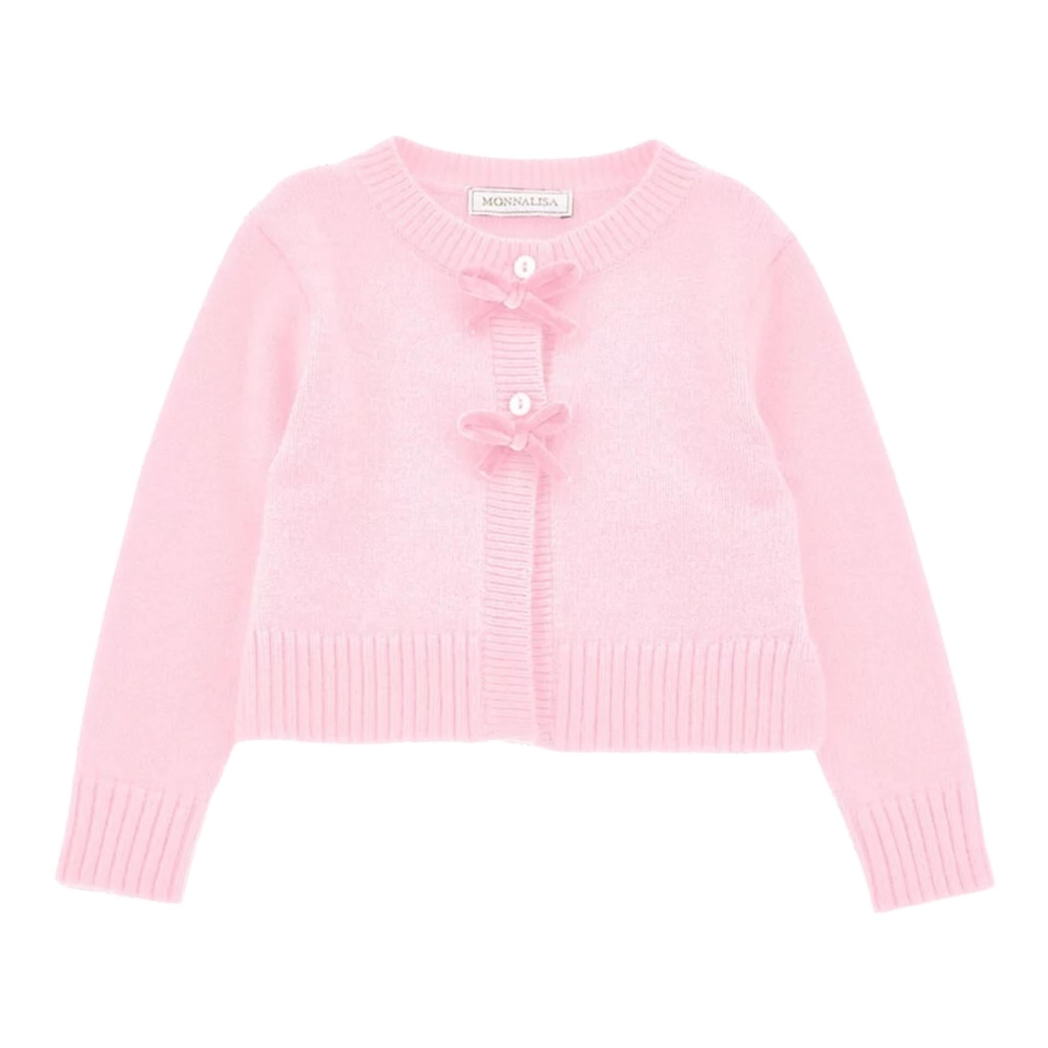 MONNALISA cardigan tinta unita con fiocchi Rosa per Neonata 39D803 ROSA MONNALISA 