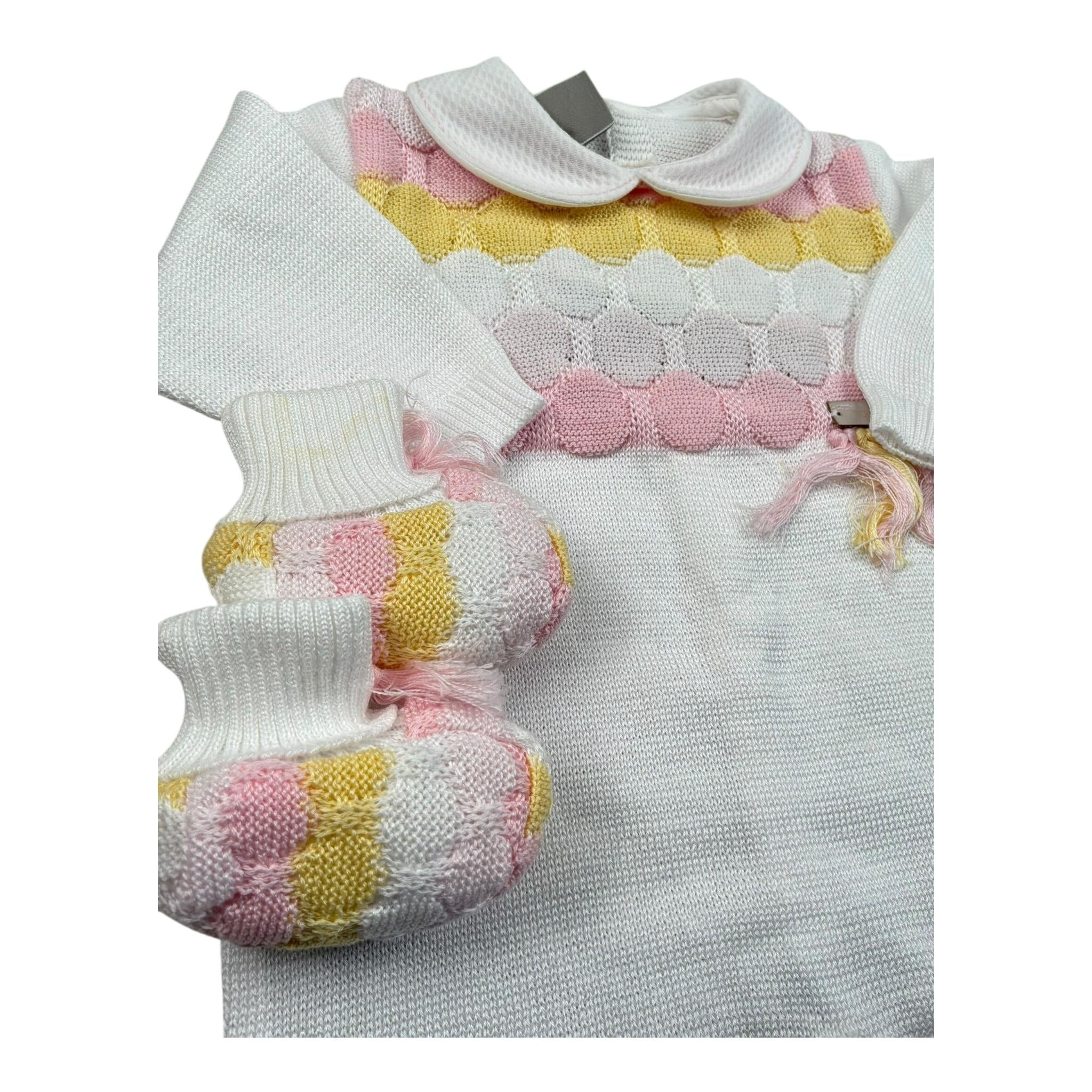 Marlu' Tutina Manica Lunga Tinta Unita con Babbucce per Neonata EL5510 BIANCO MARLU' 