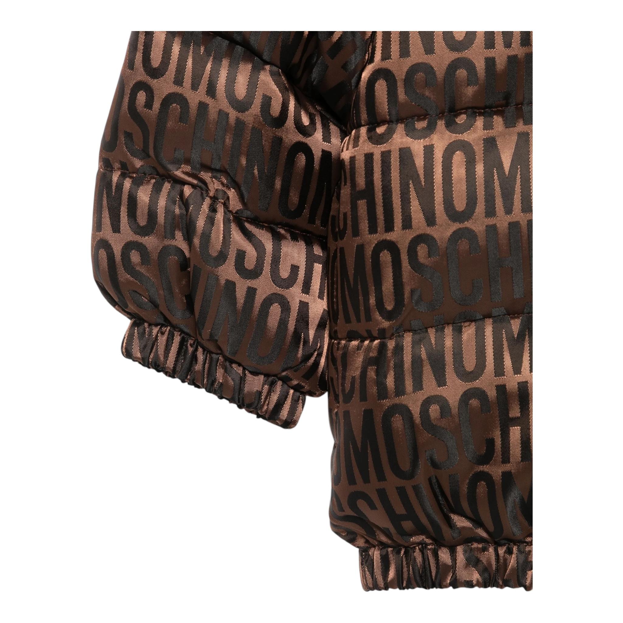 MOSCHINO giubbino tinta unita con cappuccio stampe logo Marrone per Bambino MUS02O MARRONE MOSCHINO 