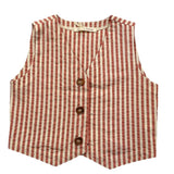 Zhoe &amp; Tobiah Burgundy Striped Solid Color Vest For Boys